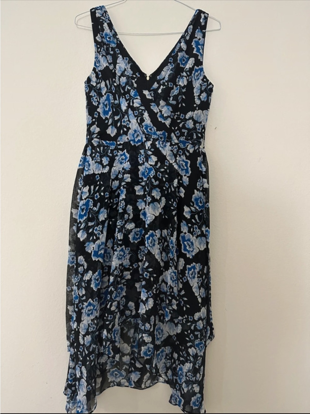 Karl Lagerfeld Black Dress with Blue Floral Print